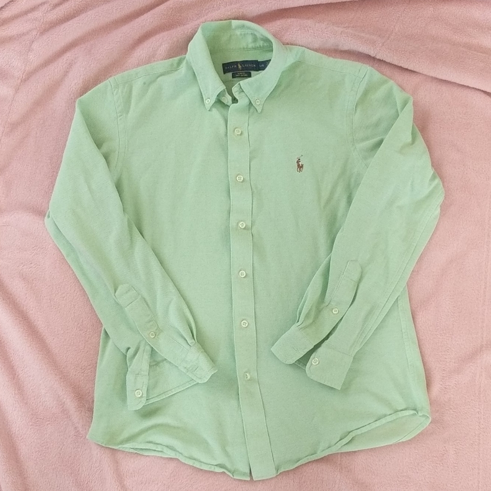 Ralph Lauren green slim fit knit Oxford shirt